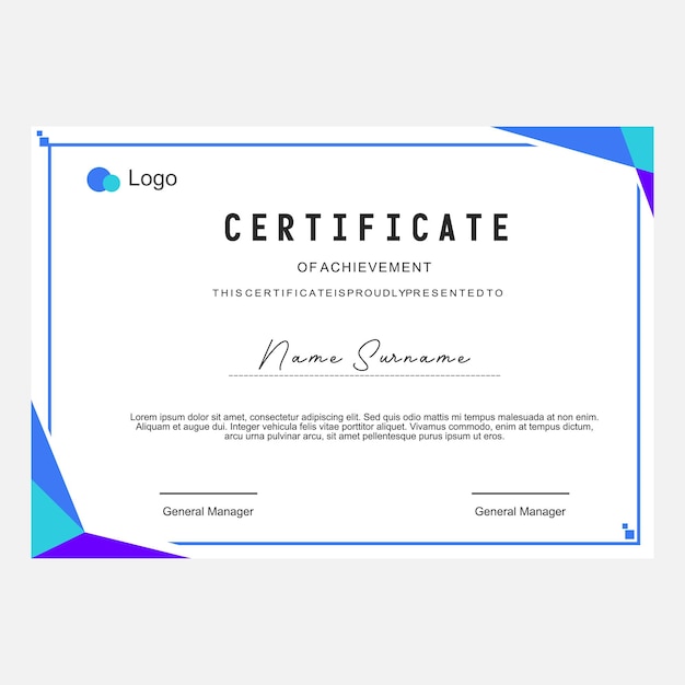 Vector minimal abstract award certificate template