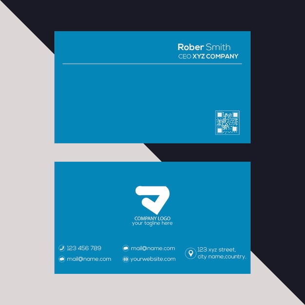 Vector minimal business card design with blue colour