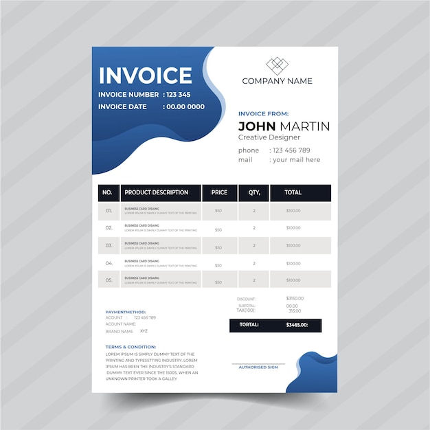 vector minimal invoice template vector design