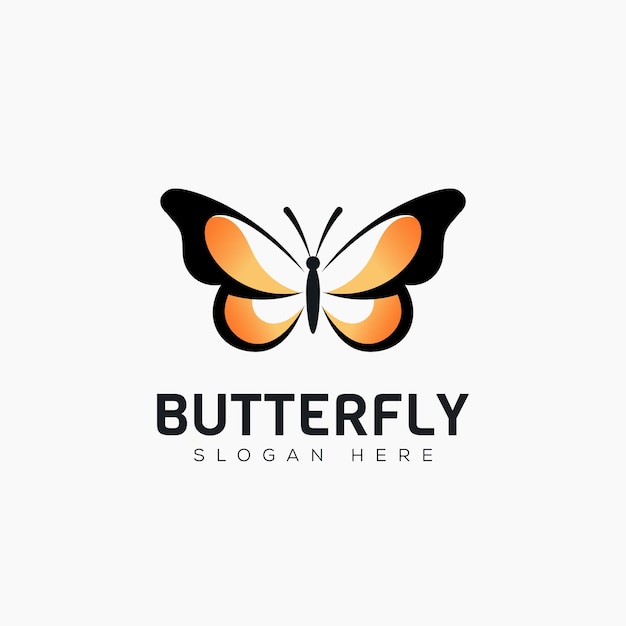 Vector minimal modern abstract butterfly logo template isolated