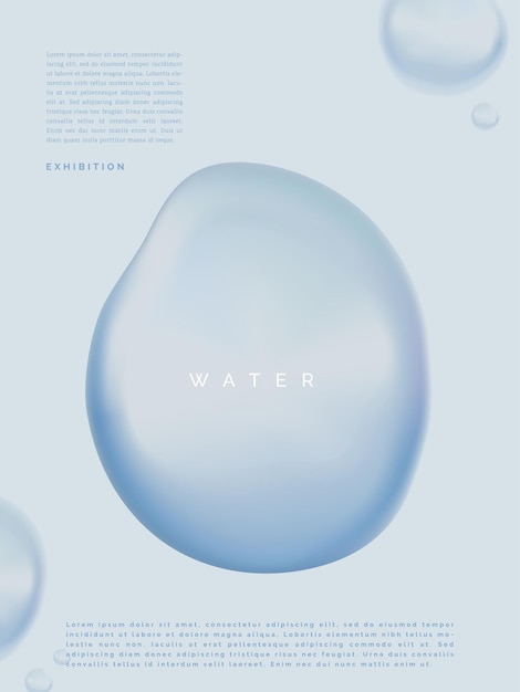 Vettore minimalista astratto gocce d'acqua poster copertina del libro o sfondo pubblicitario azzurro