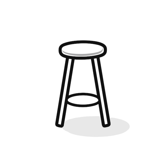 Vector of a minimalist black and white vector icon of a stool