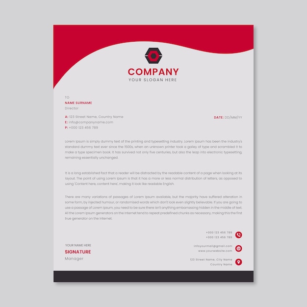 Carta intestata aziendale minimalista vettoriale ed elegante modello di carta intestata aziendale