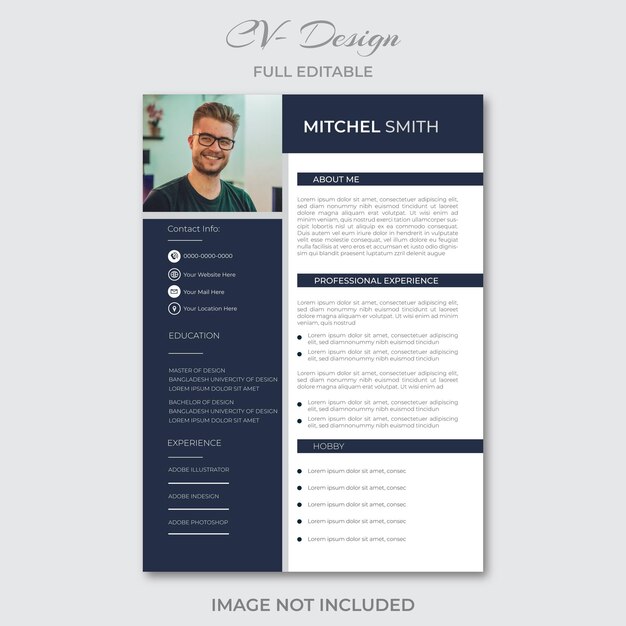 Vector minimalist cv resume template Business layout vector clean for job applications In A4 size