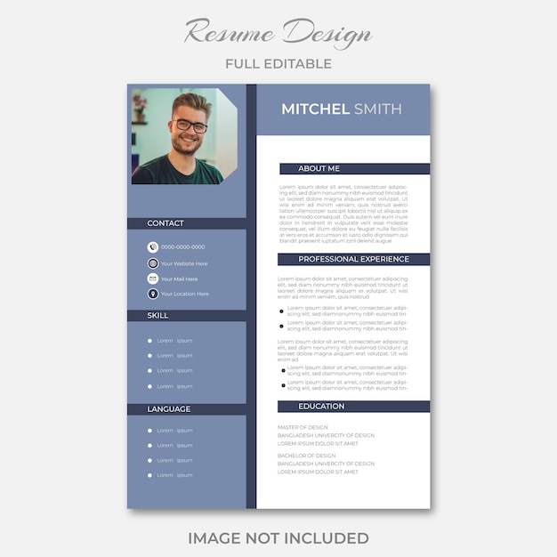 Vector minimalist cv resume template Business layout vector clean for job applications In A4 size