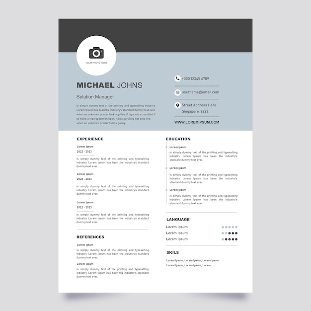 Vector minimalist cv template
