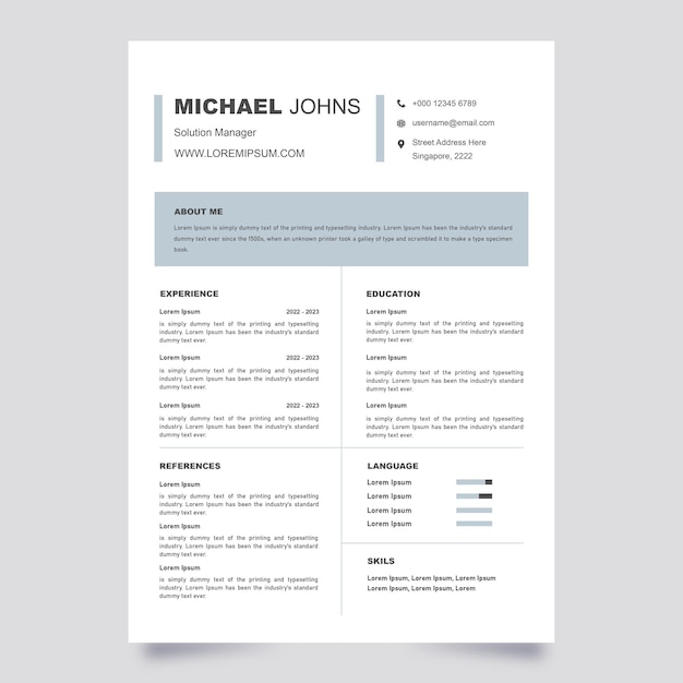 Vector minimalist cv template