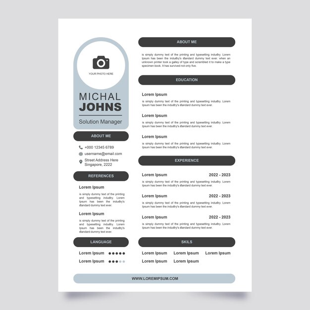 vector minimalist cv template