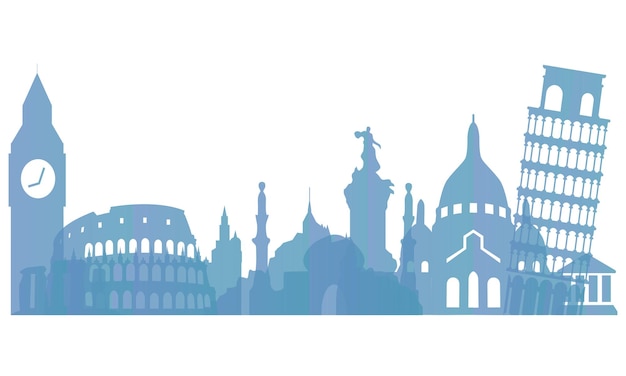 Vector minimalist landmarks skyline with tourist attractions