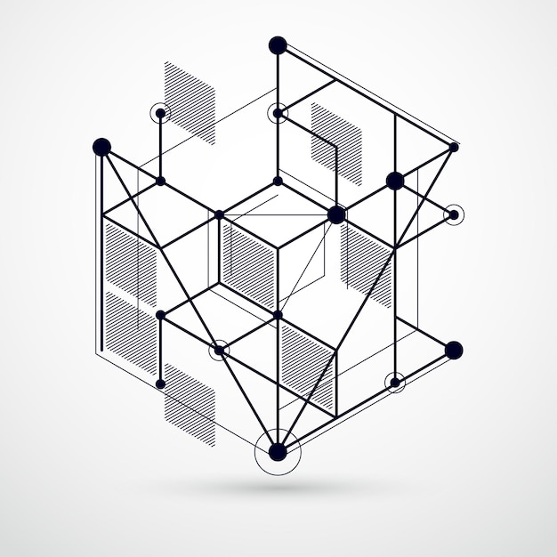 未来的なスタイルのベクトルミニマル幾何学的抽象3D黒と白の構図。現代の幾何学的構成は、テンプレートおよびレイアウトとして使用できます。