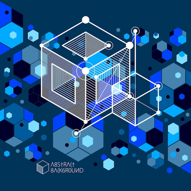 Vector minimalista geometrica astratta 3d blu composizione nera in stile futuristico. la moderna composizione geometrica può essere utilizzata come modello e layout.