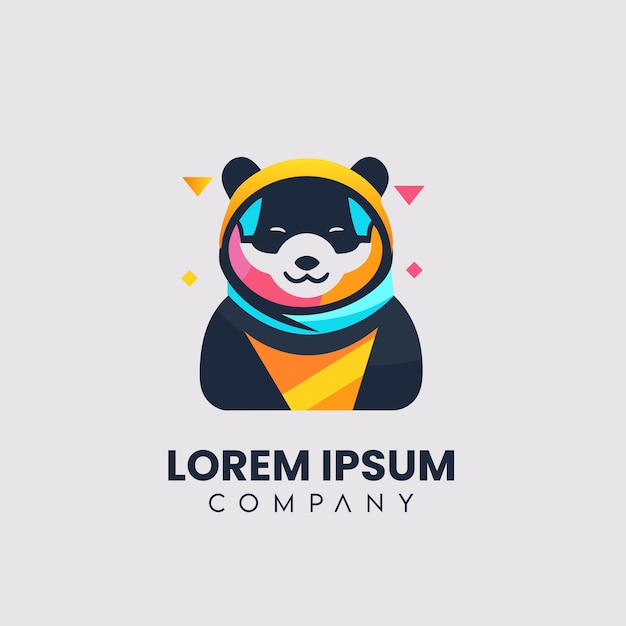 Vector minimalistic modern panda logo in astronaut suit