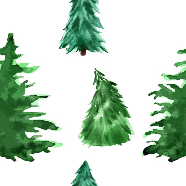 Vector minimalistische aquarel hand getekend naadloze patroon met fir kerstboom op witte achtergrond Nieuwjaar vakantie decoratie illustratie