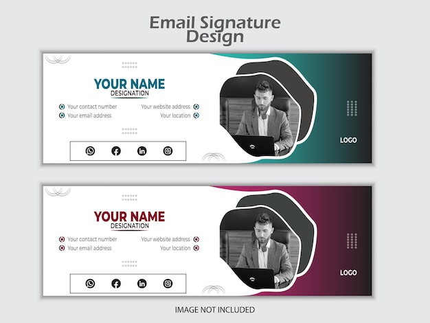 Vector minimalistische e-mail handtekening sjabloon ontwerp