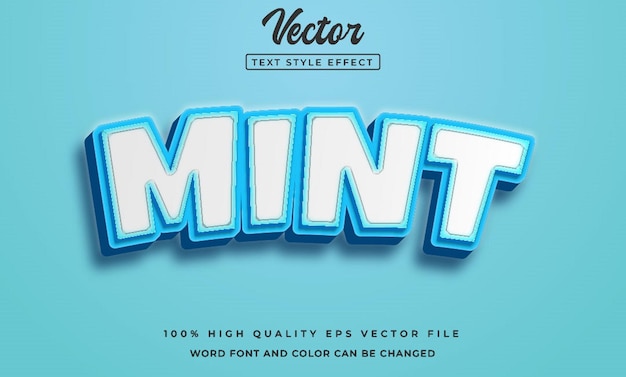 Vector mint 3d style text effect