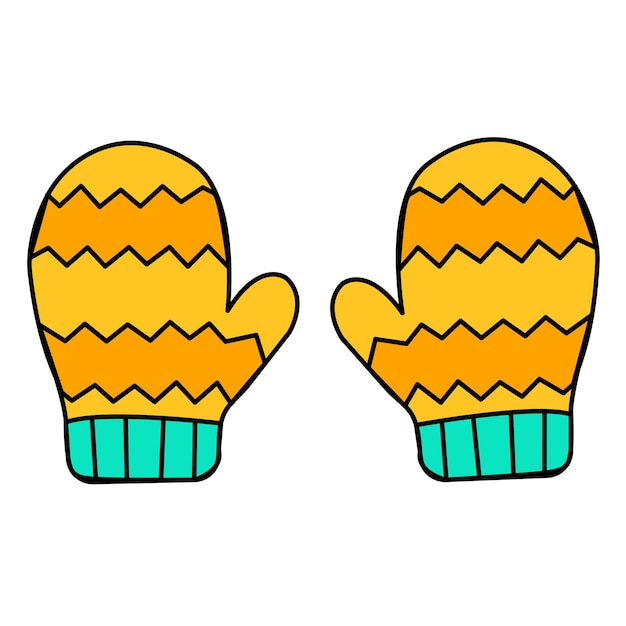 vector mittens illustratie cartoon stijl winter handschoenen geïsoleerd op een witte achtergrond