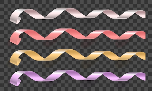vector mix pink ribbon colorful on tranparent background