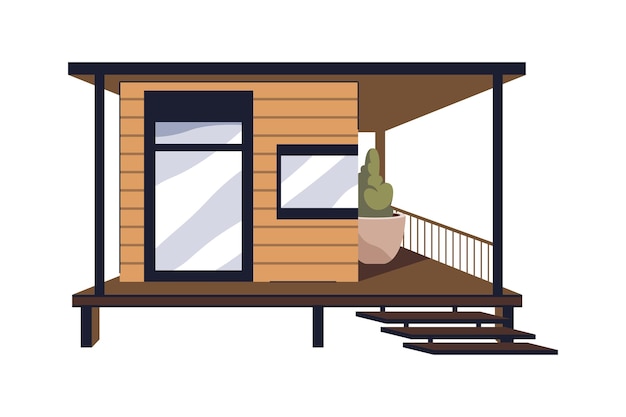 Vector mobiel of modulair huis draagbare eco-constructie of prefab structuur compact landgoed en