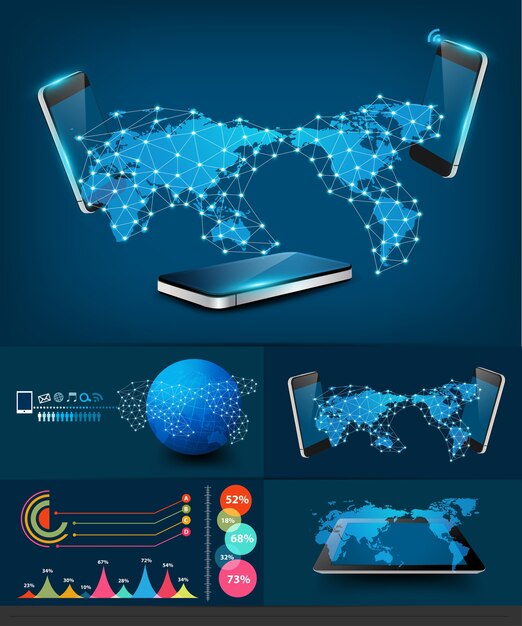 Vector mobiele telefoons technologie bedrijfsconcept