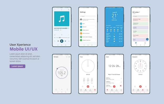 Vector vector mobiele ui kit ui elementen