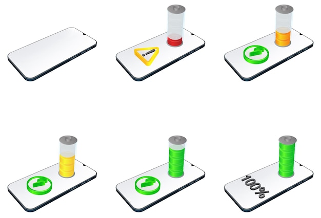 Vector mobile phone battery charge indicator icon