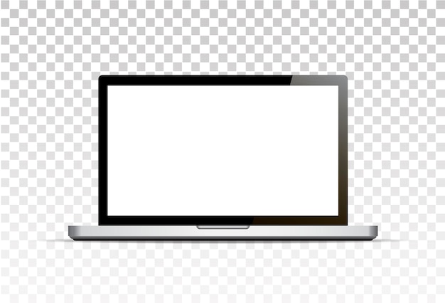 Vector mock up Realistische laptop met leeg scherm staande Computer notebook geïsoleerd op transparant