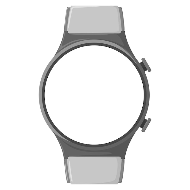 Vector mock-up di un orologio intelligente rotondo in uno stile piatto, isolato su uno sfondo bianco.