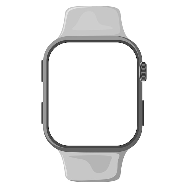 Vector vector mock-up van een rechthoekig slim horloge in vlakke stijl, geïsoleerd op een witte achtergrond.