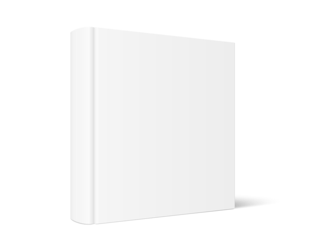 Vector mock up van staand vierkant hardcover boek met witte blanco omslag geïsoleerd