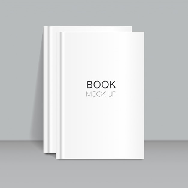 Vector vector mock up of white blank book cover isolated on grey