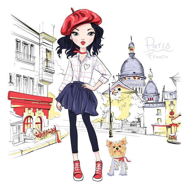 Vector mode meisje in parijs