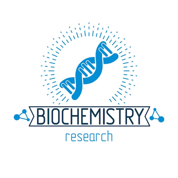 Векторная модель нитей ДНК человека. Концептуальный абстрактный логотип биохимических исследований может использоваться в качестве эмблемы научных организаций.