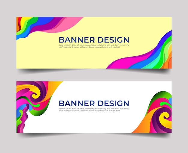 Vector vector modern banners set template design with wave elements