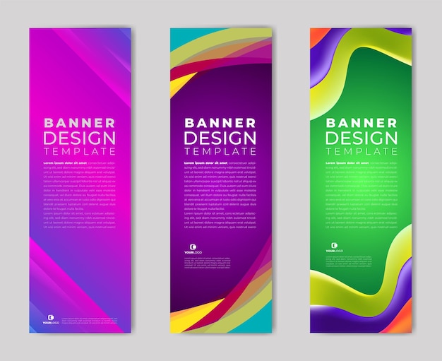 Vector modern banners set template design with wave elements