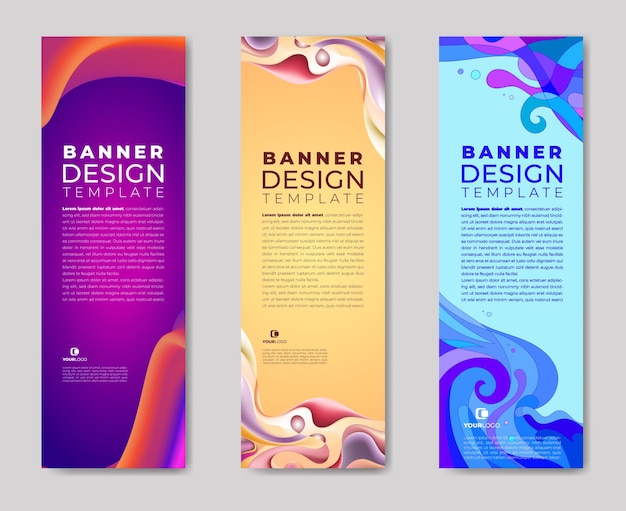 Vector modern banners set template design with wave elements