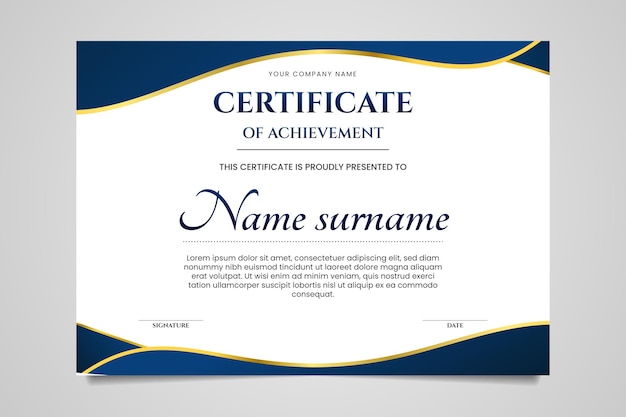 Vector modern blue and gold certificate template
