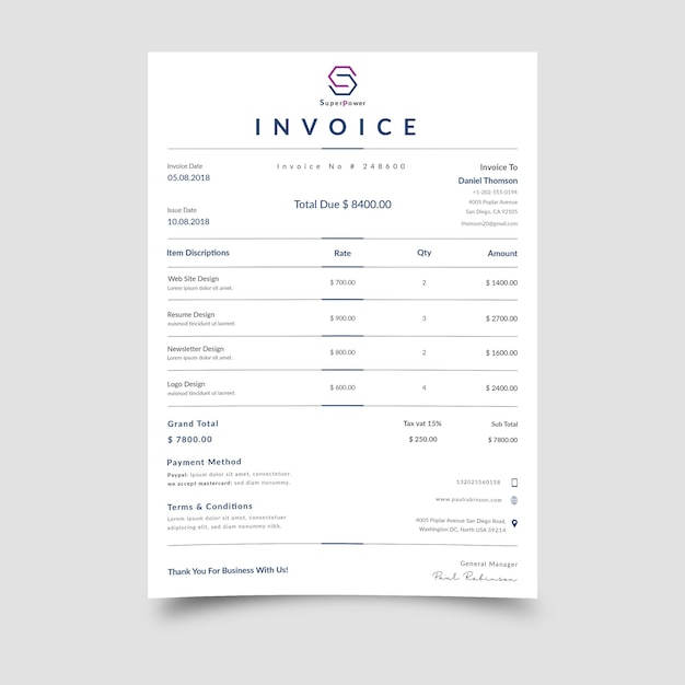 vector modern business invoice template