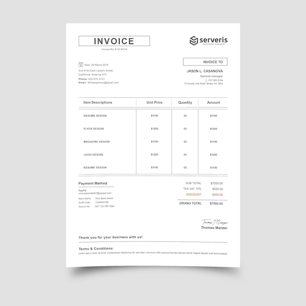 vector modern business invoice template