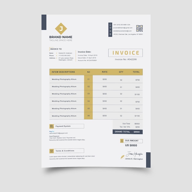 vector modern business invoice template