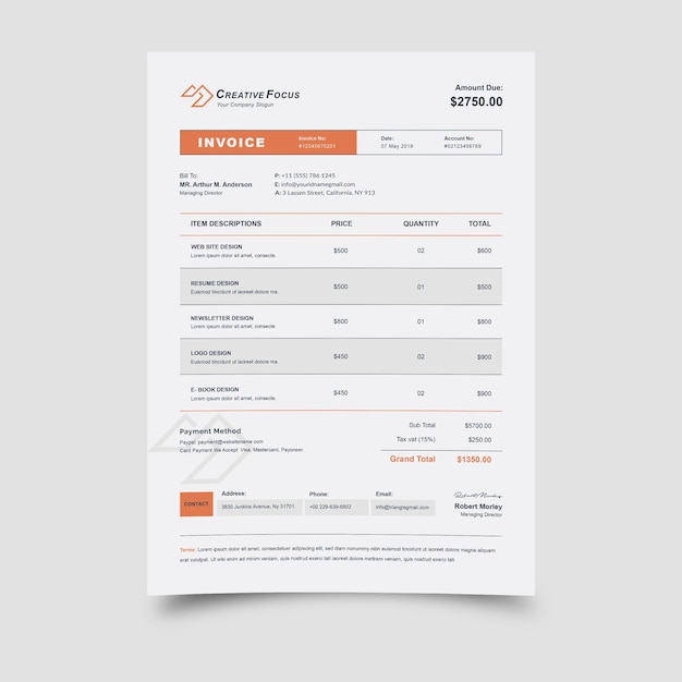 vector modern business invoice template