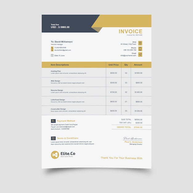 vector modern business invoice template