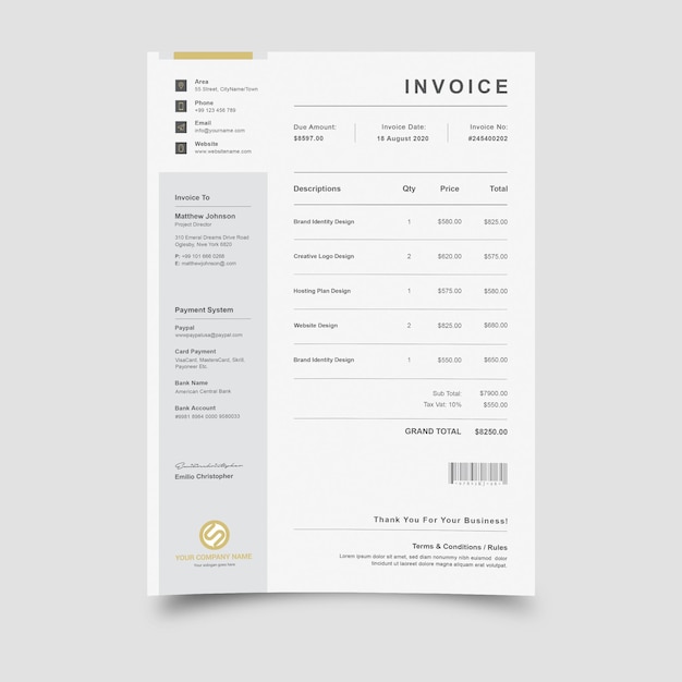 vector modern business invoice template