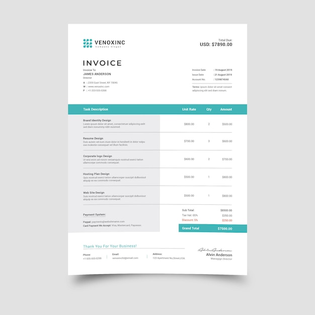 vector modern business invoice template