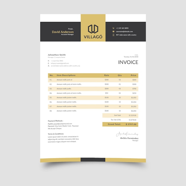vector modern business invoice template