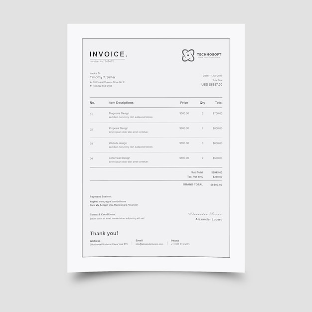 vector modern business invoice template