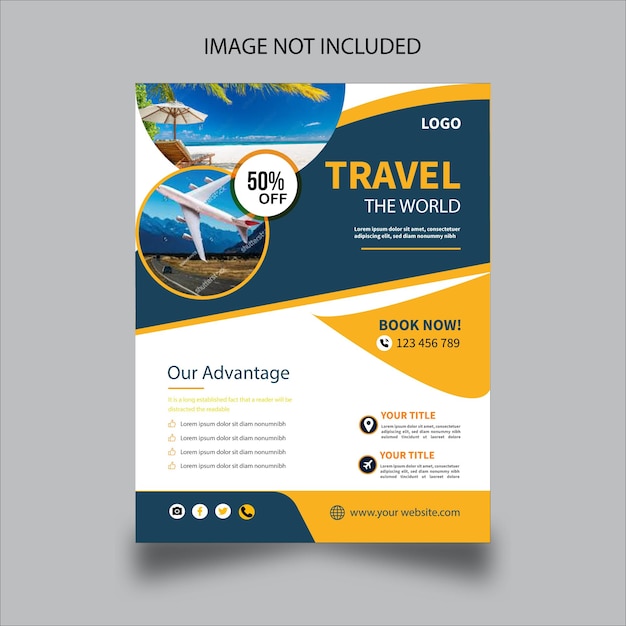 vector modern business travel flyer and travel agency poster design template