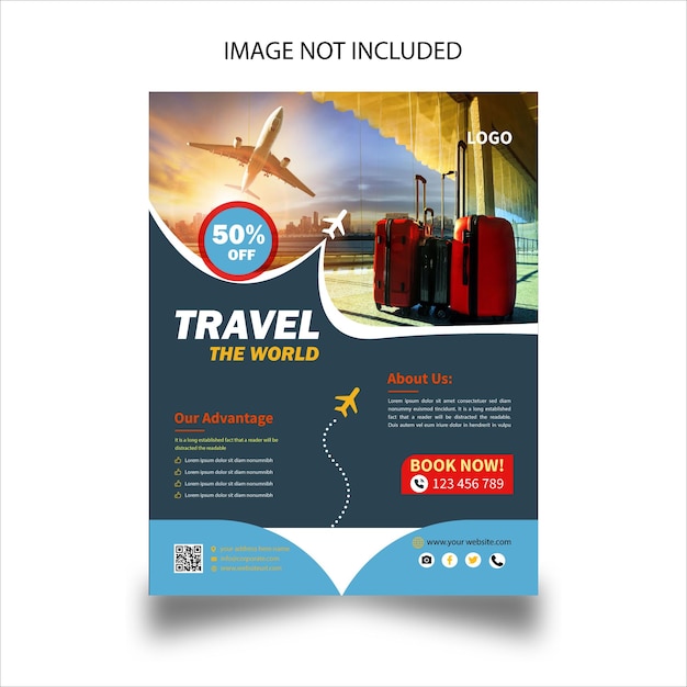 Vector modern business travel flyer and travel agency poster design template