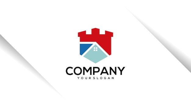 vector modern castle logo design with house roof