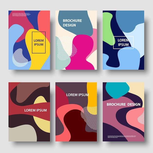 Set di modelli di brochure di sfondo astratto colore moderno vettoriale