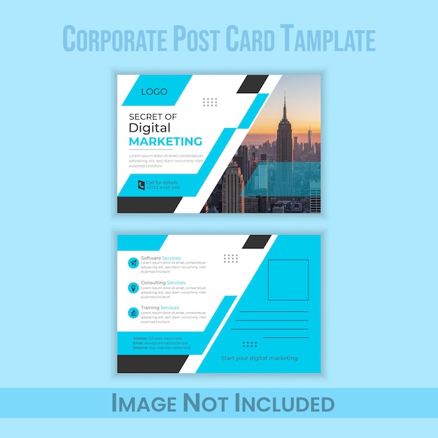 Vector modern corporate business or marketing postcard template